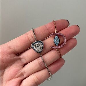 Bundle of Silver and Rose Gold Evil Eye Bracelets